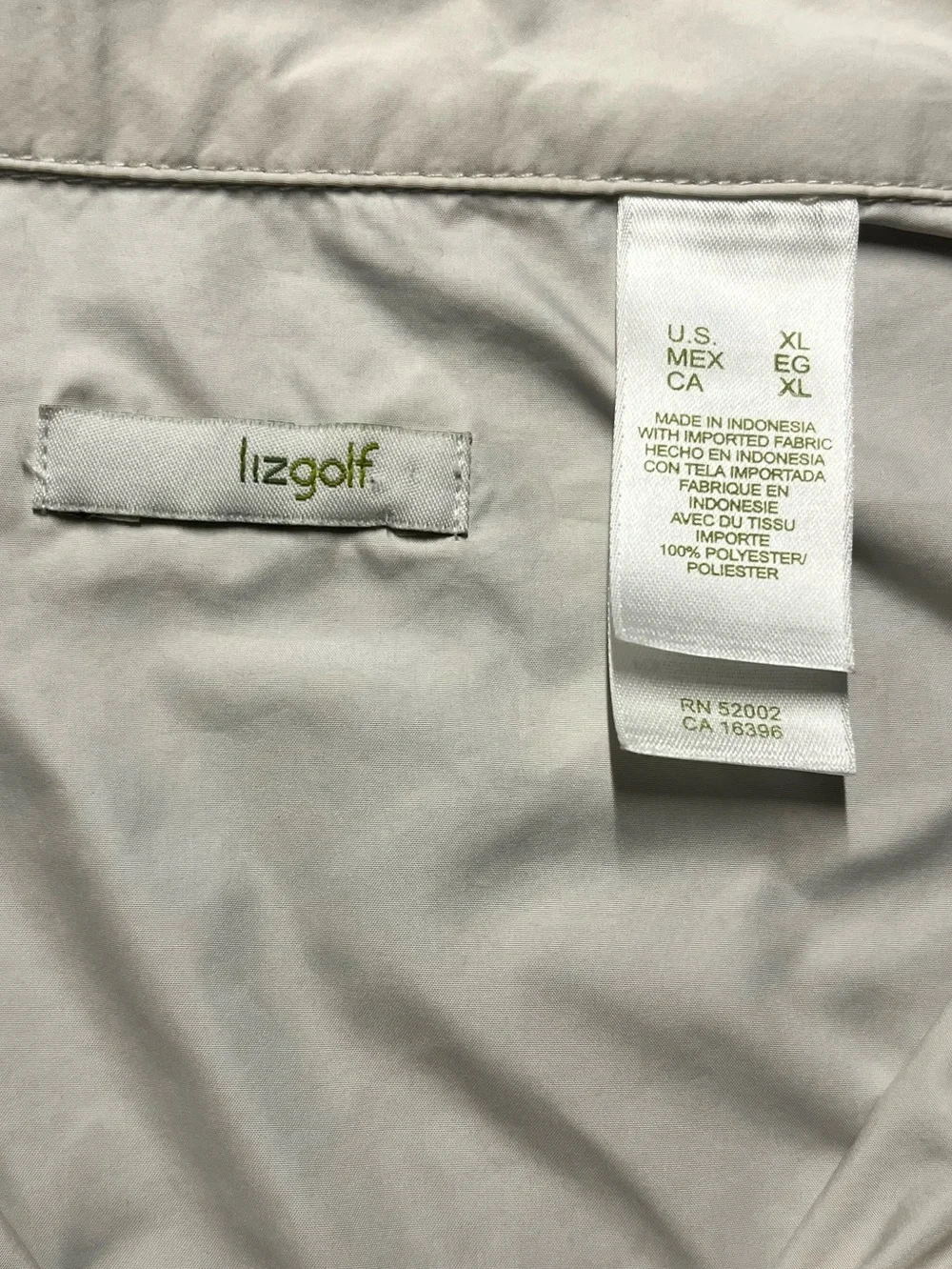 Lizgolf Women's Bone Sleeveless Full Zip Vest with Pockets, XL